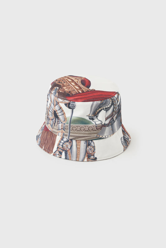 bondid hat, bucket hat, printed bucket hat, armor print, printed hat, red bucket hat